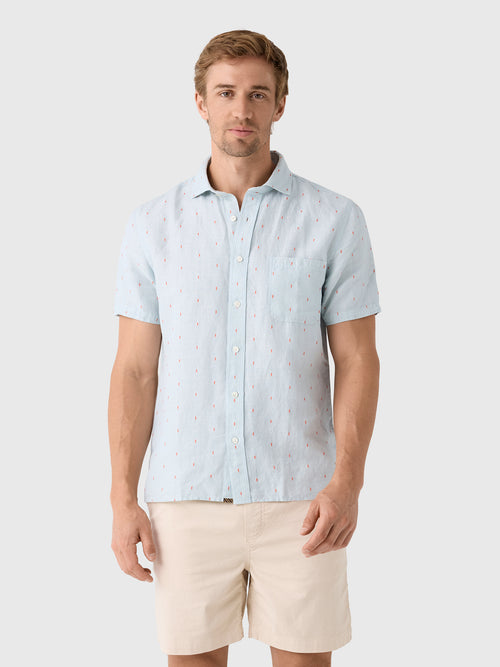 Billy Reid Men's Short Sleeve Herringbone Treme Shirt