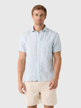 Billy Reid Men's Short Sleeve Herringbone Treme Shirt - Saint Bernard