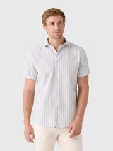 Billy Reid Men's Short Sleeve Seersucker Stripe Hutcheson Sport Shirt - Saint Bernard