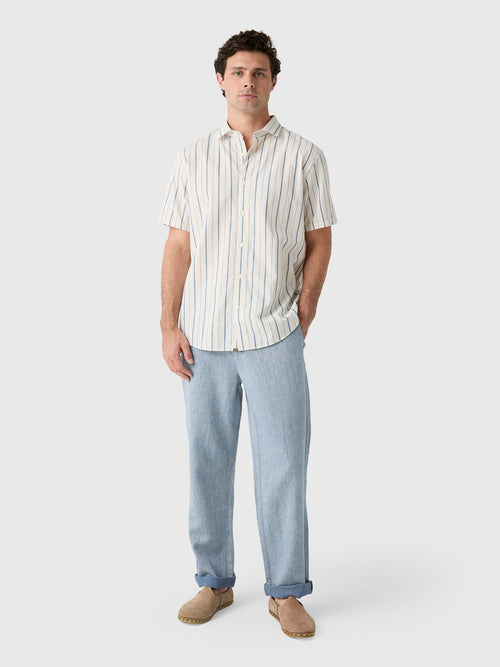 Billy Reid Men's Short Sleeve Speckled Stripe Hutcheson Sport Shirt