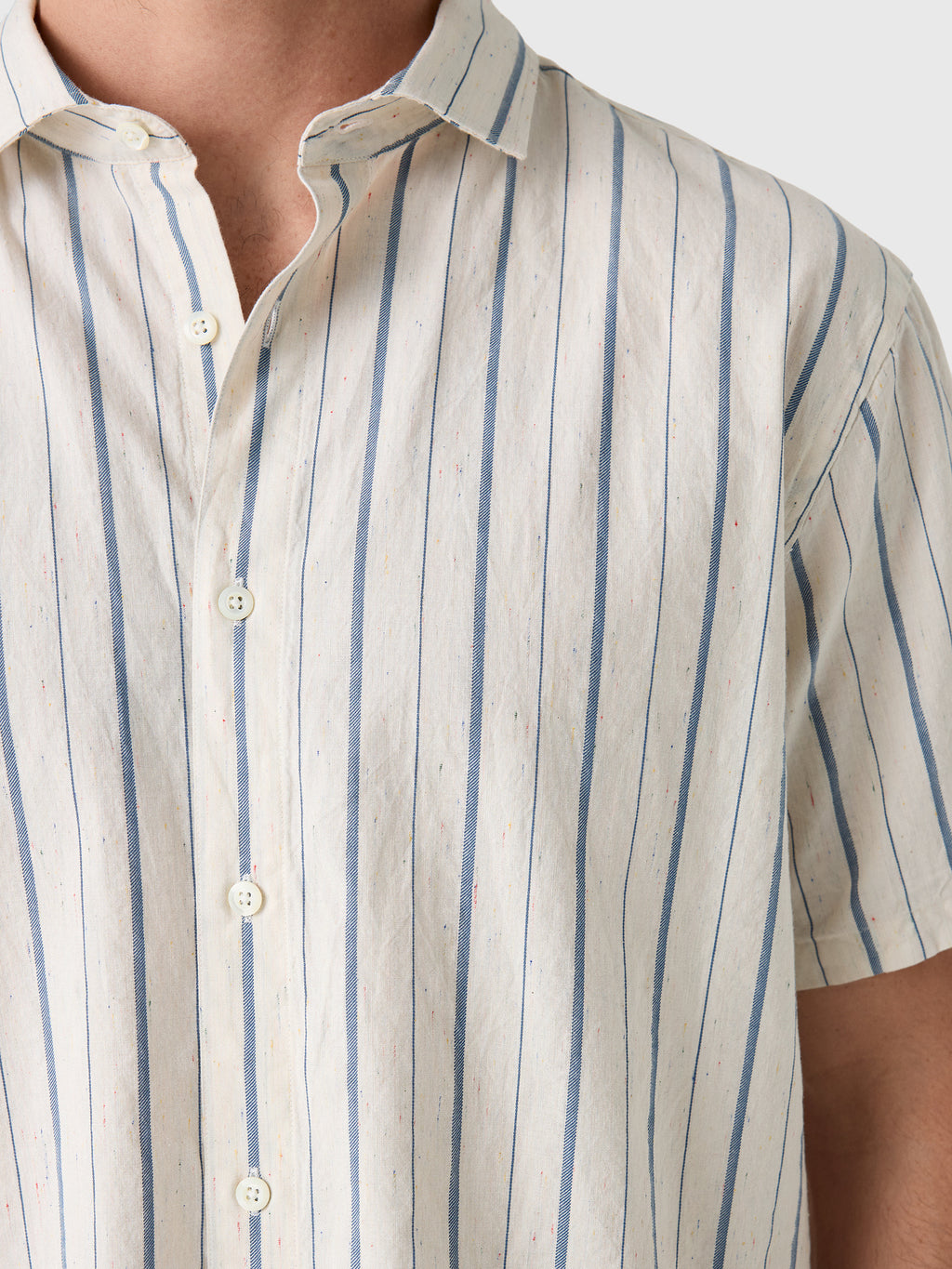Billy Reid Men's Short Sleeve Speckled Stripe Hutcheson Sport Shirt - Saint Bernard