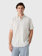Billy Reid Men's Short Sleeve Speckled Stripe Hutcheson Sport Shirt - Saint Bernard