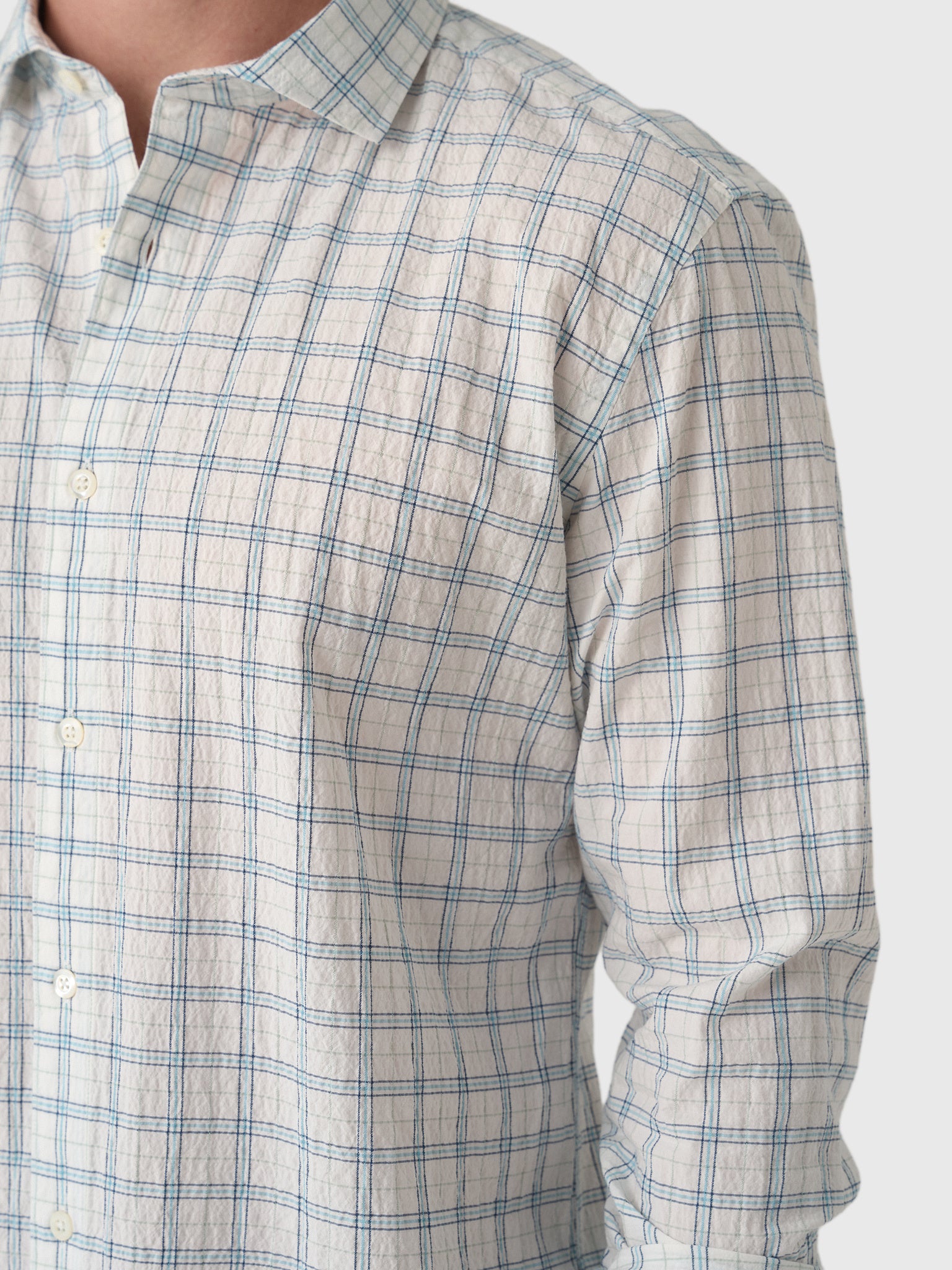 Billy Reid Men's Seersucker Hutcheson Sport Shirt - Saint Bernard
