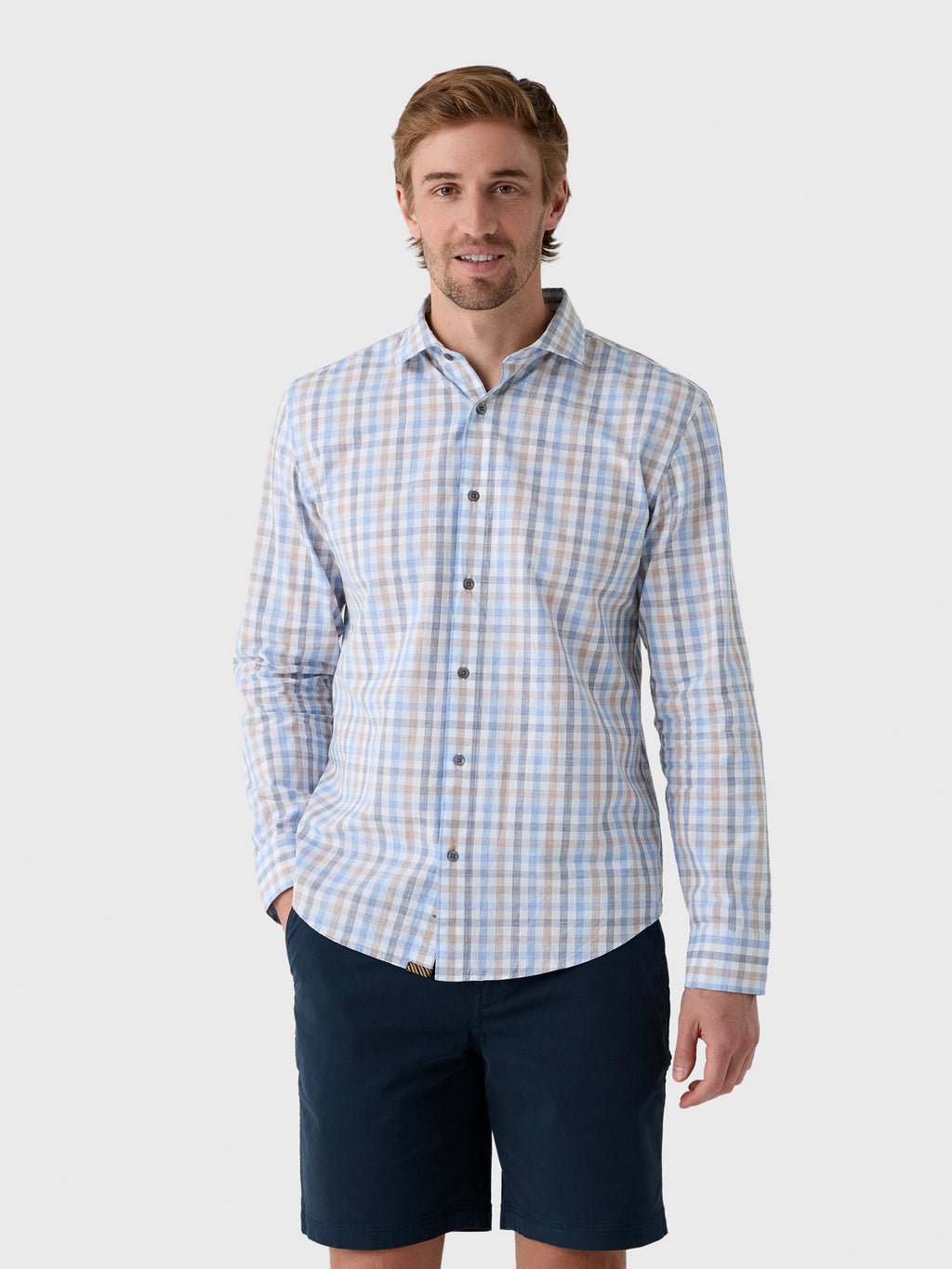 Billy Reid Men's Tattersall Plaid Hutcheson Sport Shirt - Saint Bernard