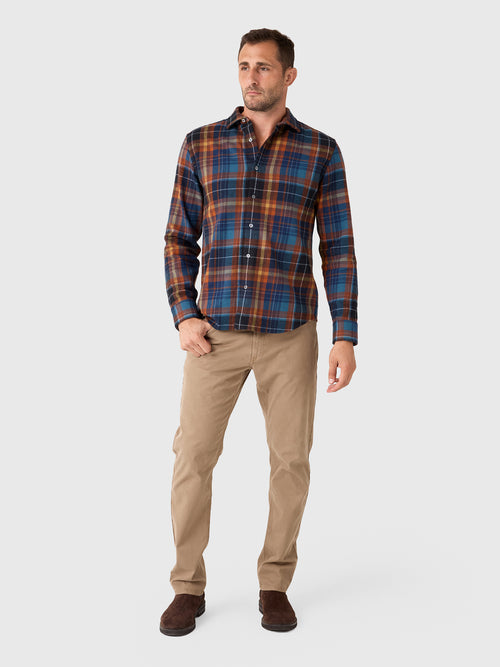 Billy Reid Men's Micro Block Plaid Tuscumbia Shirt - Saint Bernard