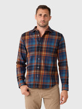 Billy Reid Men's Micro Block Plaid Tuscumbia Shirt - Saint Bernard
