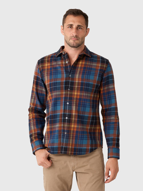 Billy Reid Men's Micro Block Plaid Tuscumbia Shirt - Saint Bernard