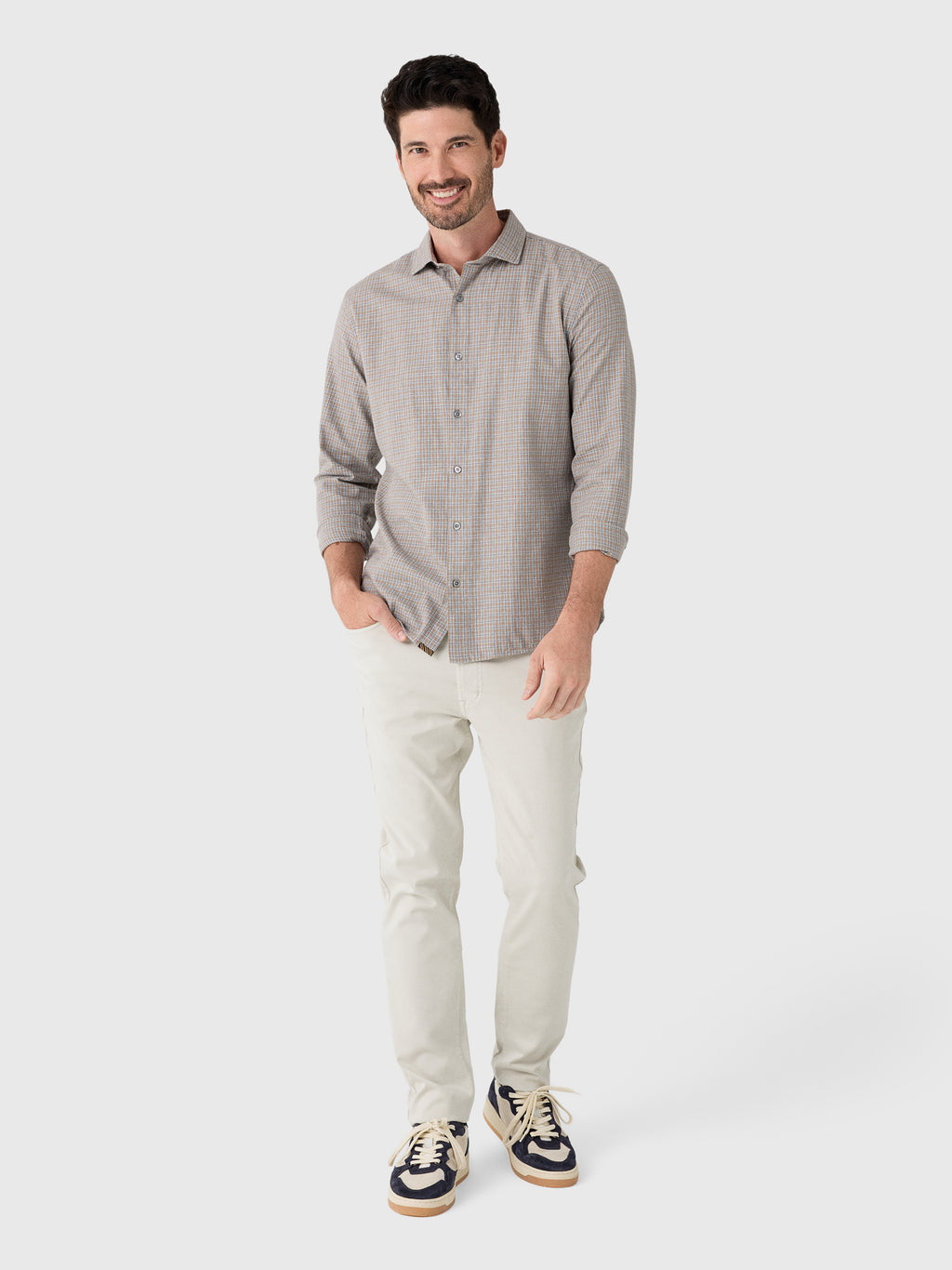 Billy Reid Men's Melange Plaid Hutcheson Sport Shirt - Saint Bernard