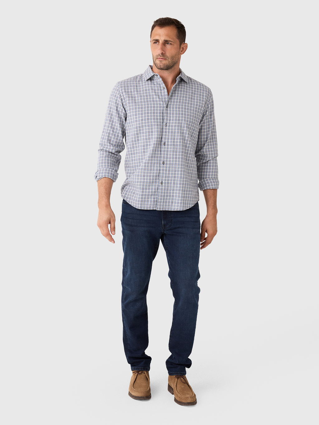 Billy Reid Men's Twill Plaid Hutcheson Sport Shirt - Saint Bernard