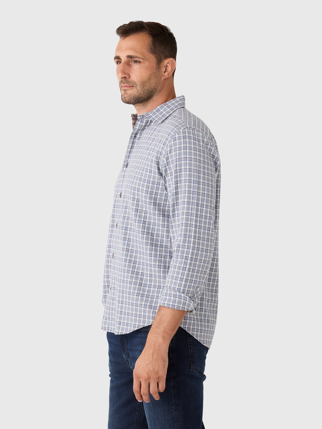 Billy Reid Men's Twill Plaid Hutcheson Sport Shirt - Saint Bernard