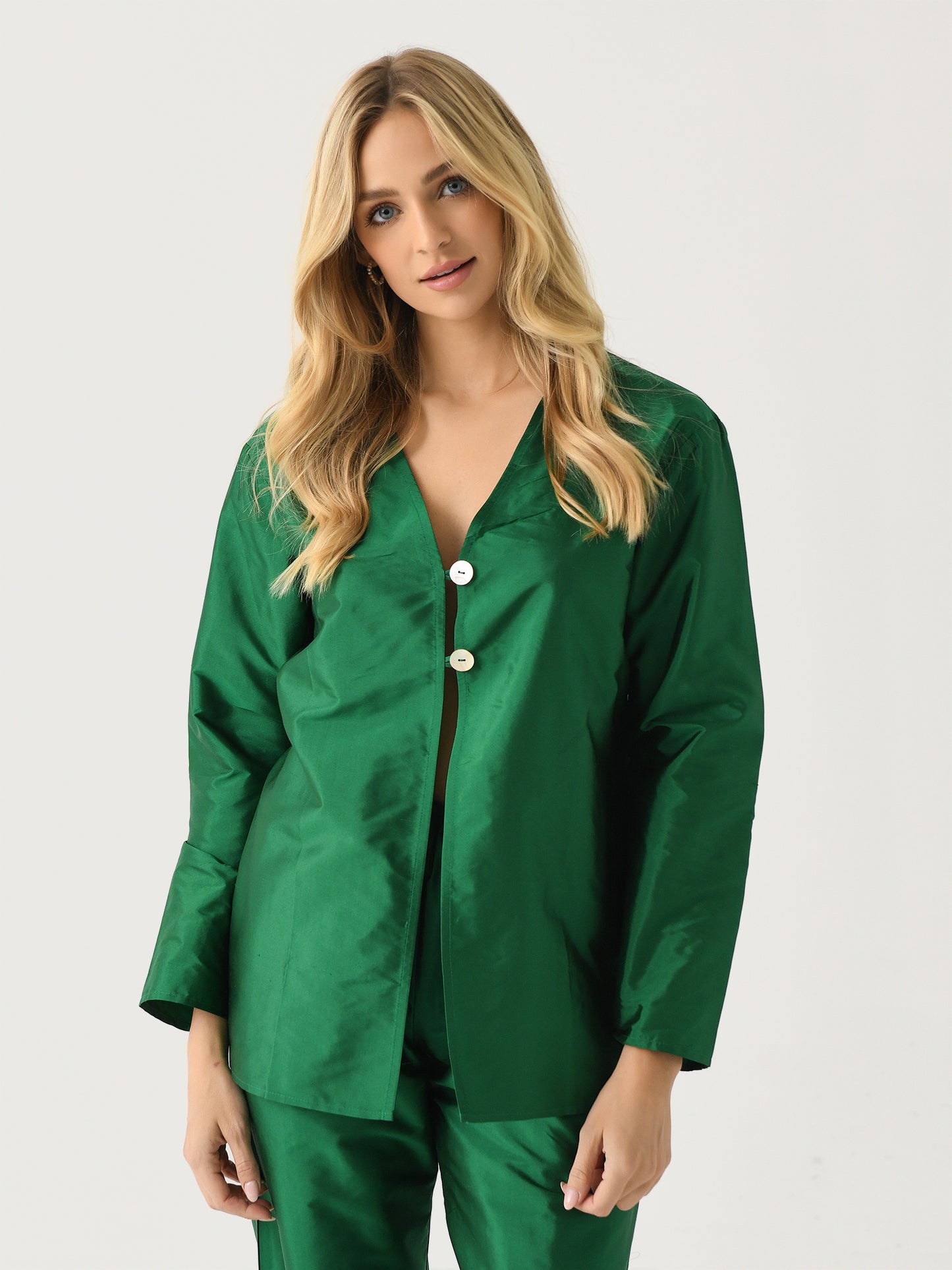 DONNI. Women's The Taffeta Split Top - Saint Bernard