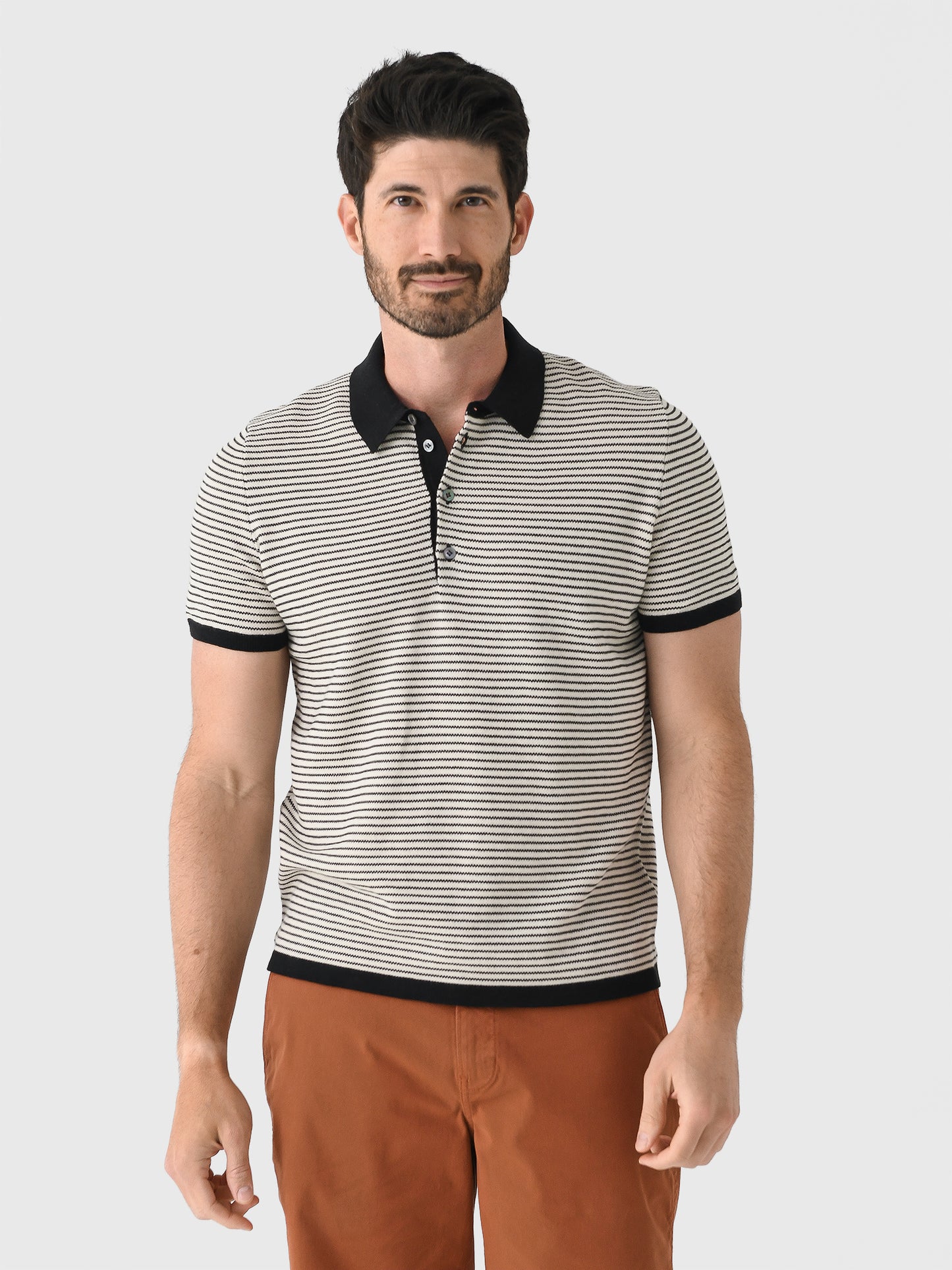 Billy Reid Men's Stripe Sweater Polo - Saint Bernard