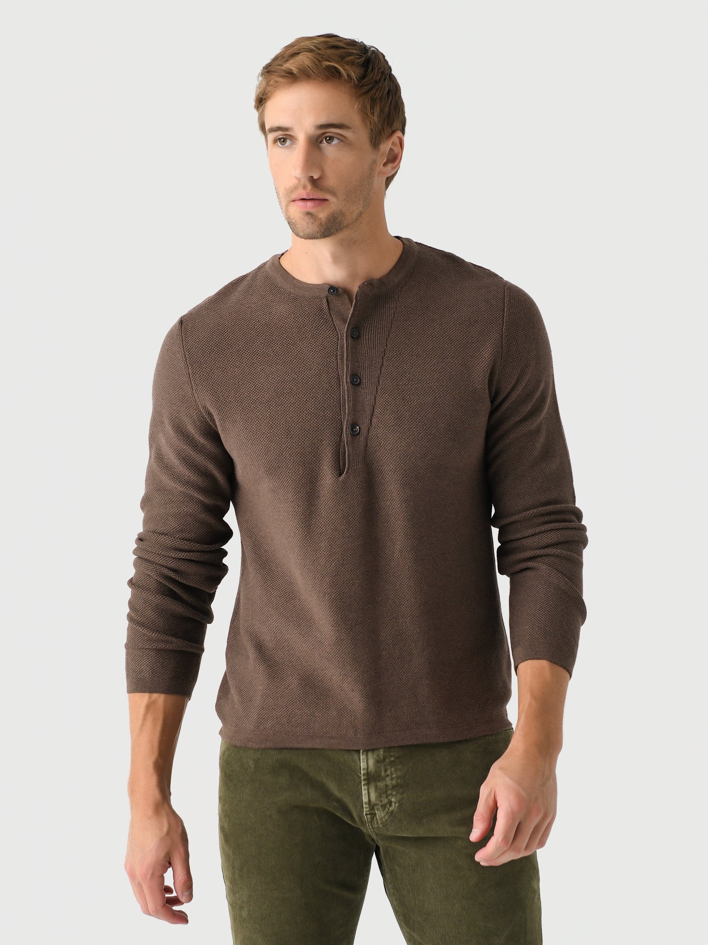 Billy Reid Men's Piqué Louis Henley Sweater - Saint Bernard