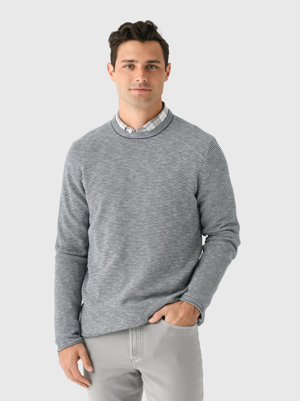 Billy Reid Men's Tuck Stripe Crew - Saint Bernard