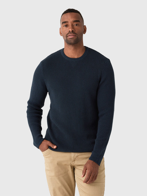 Billy Reid Men's Martin Mini Waffle Crew - Saint Bernard