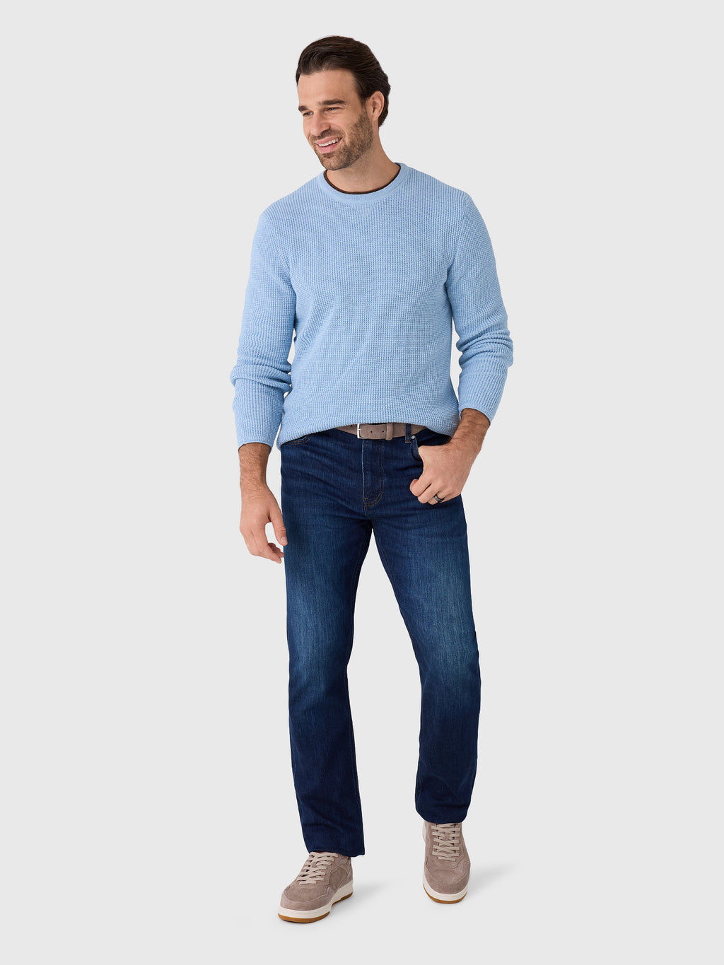 Billy Reid Men's Martin Mini Waffle Crew - Saint Bernard