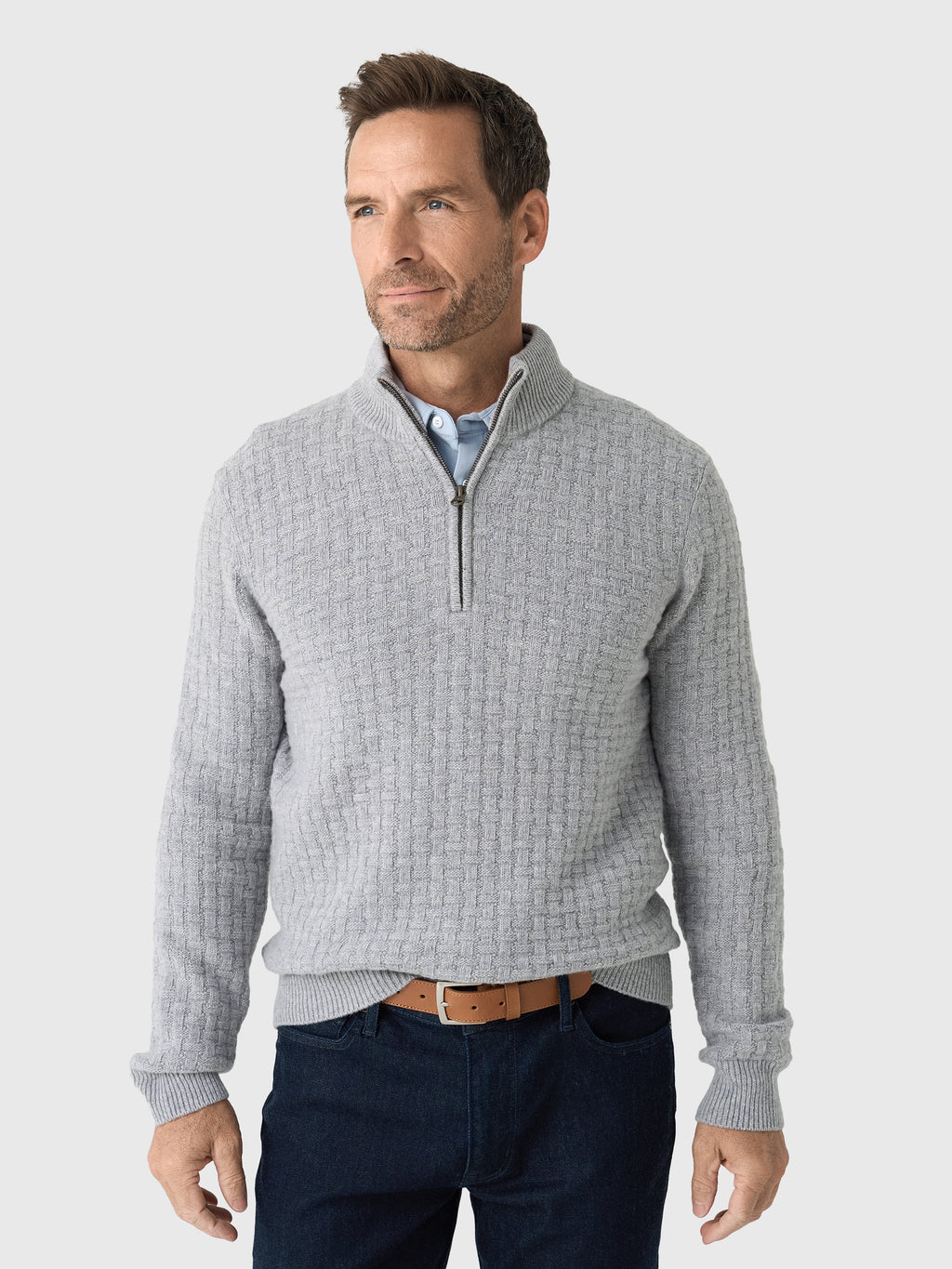 Billy Reid Men's Basketweave Half-Zip Sweater