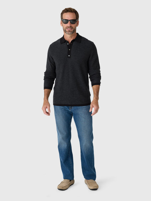 Billy Reid Men's Step Jacquard Sweater Polo