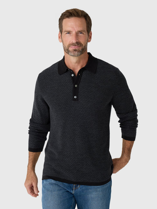 Billy Reid Men's Step Jacquard Sweater Polo
