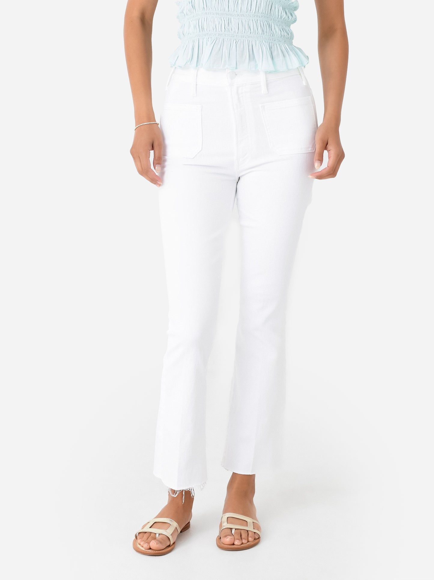 Mother Women's The Hustler Patch Pocket Ankle Fray Jean - Saint Bernard