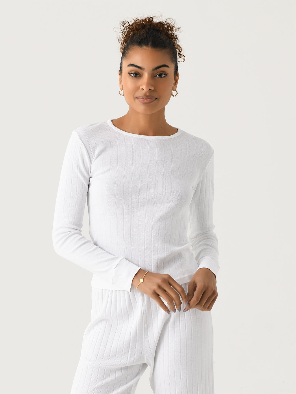DONNI. Women's The Pointelle Long Sleeve Top - Saint Bernard