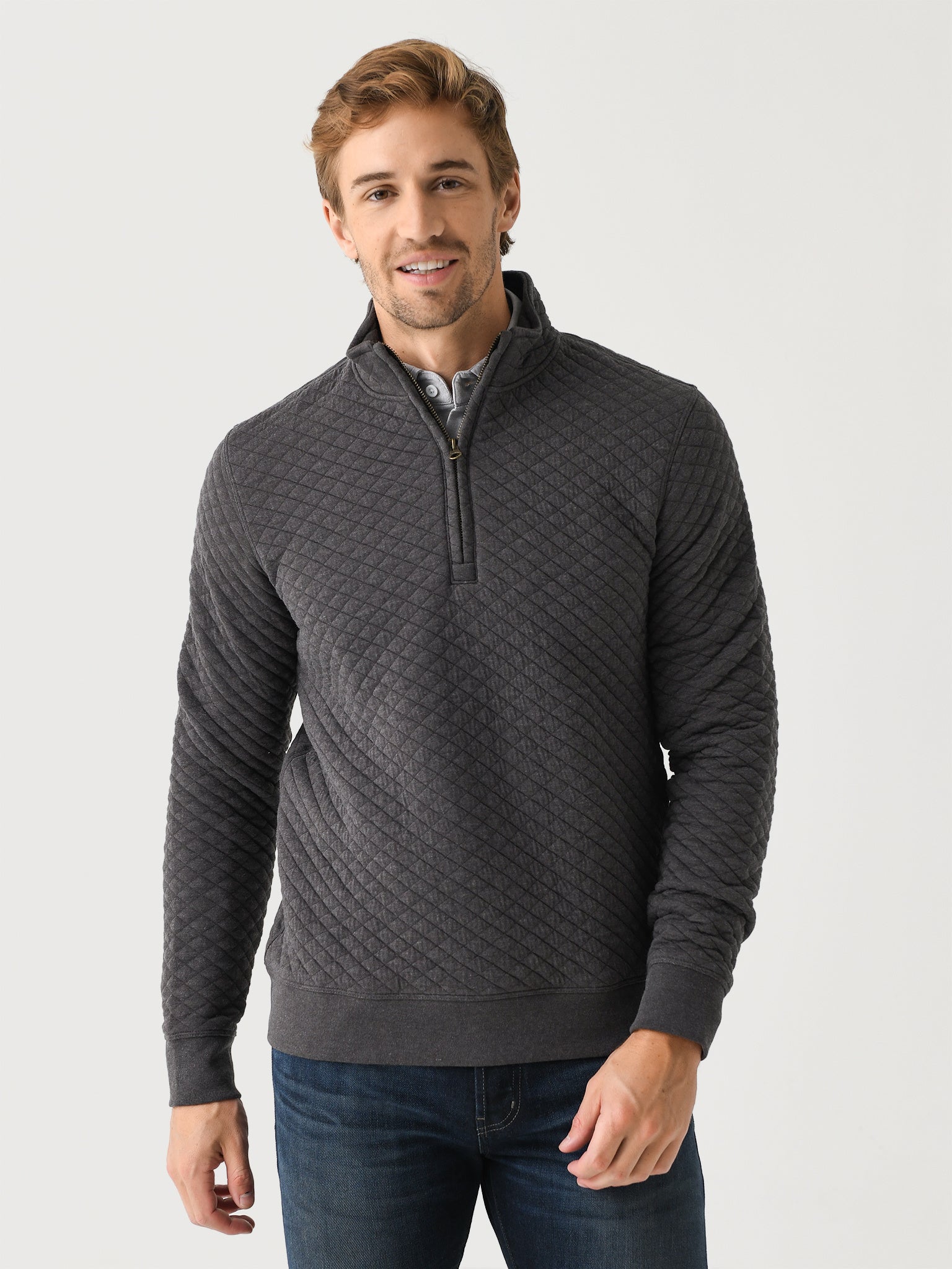 Spyder Men's Diamond Quilt Quarter Zip - Olive