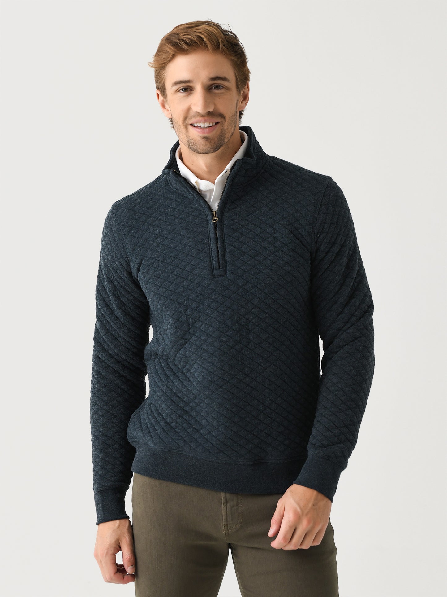 Billy Reid Men's Diamond Quilt Half-Zip - Saint Bernard