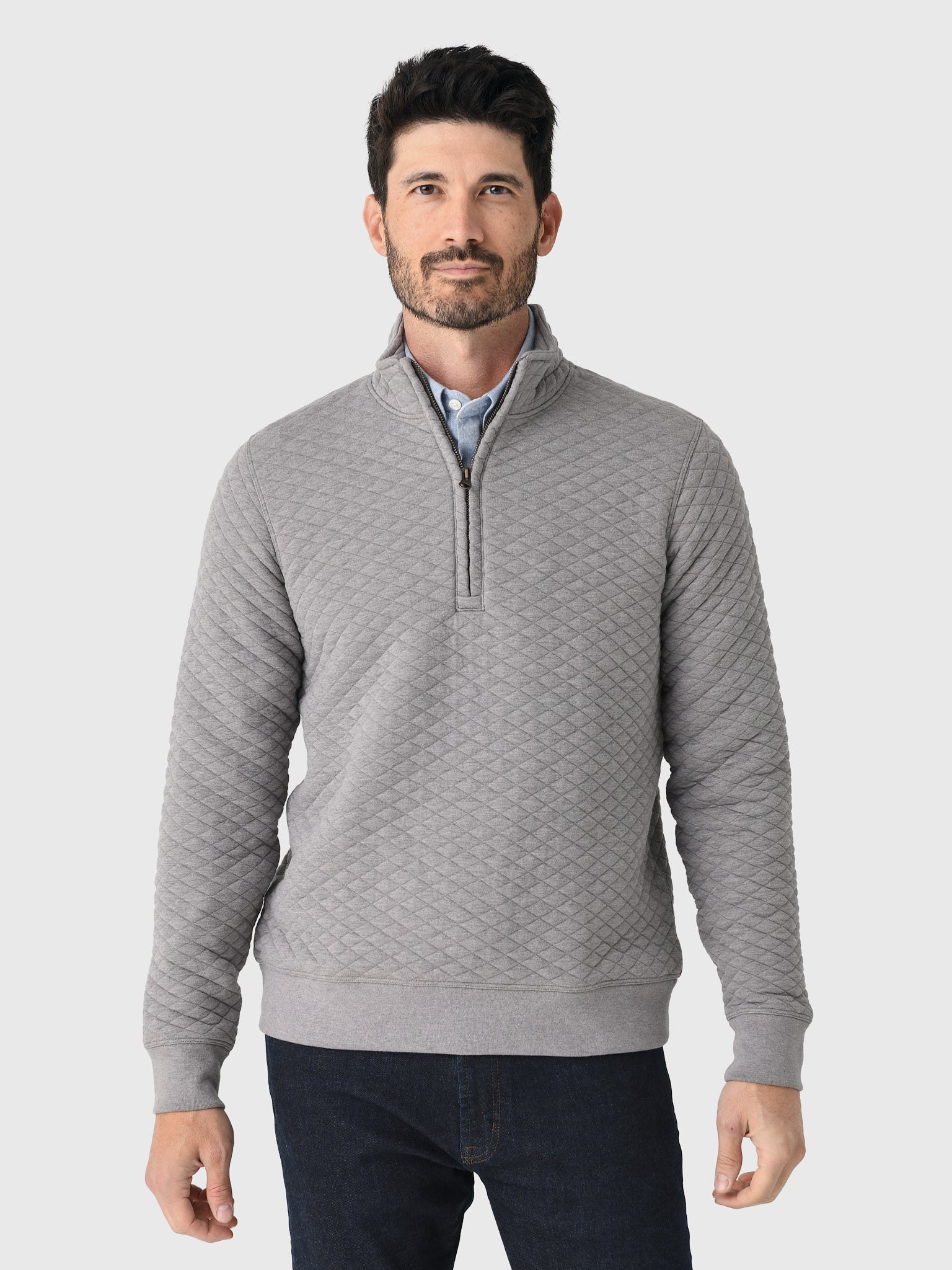 Billy Reid Men's Diamond Quilt Half-Zip - Saint Bernard