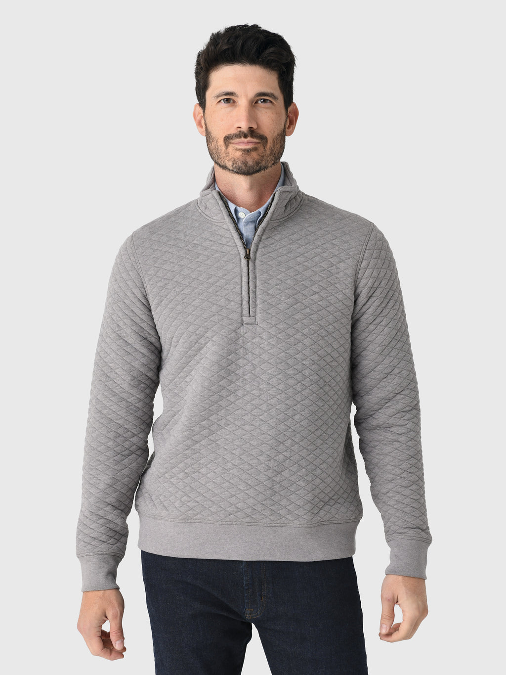 Billy Reid Men's Diamond Quilt Half-Zip - Saint Bernard