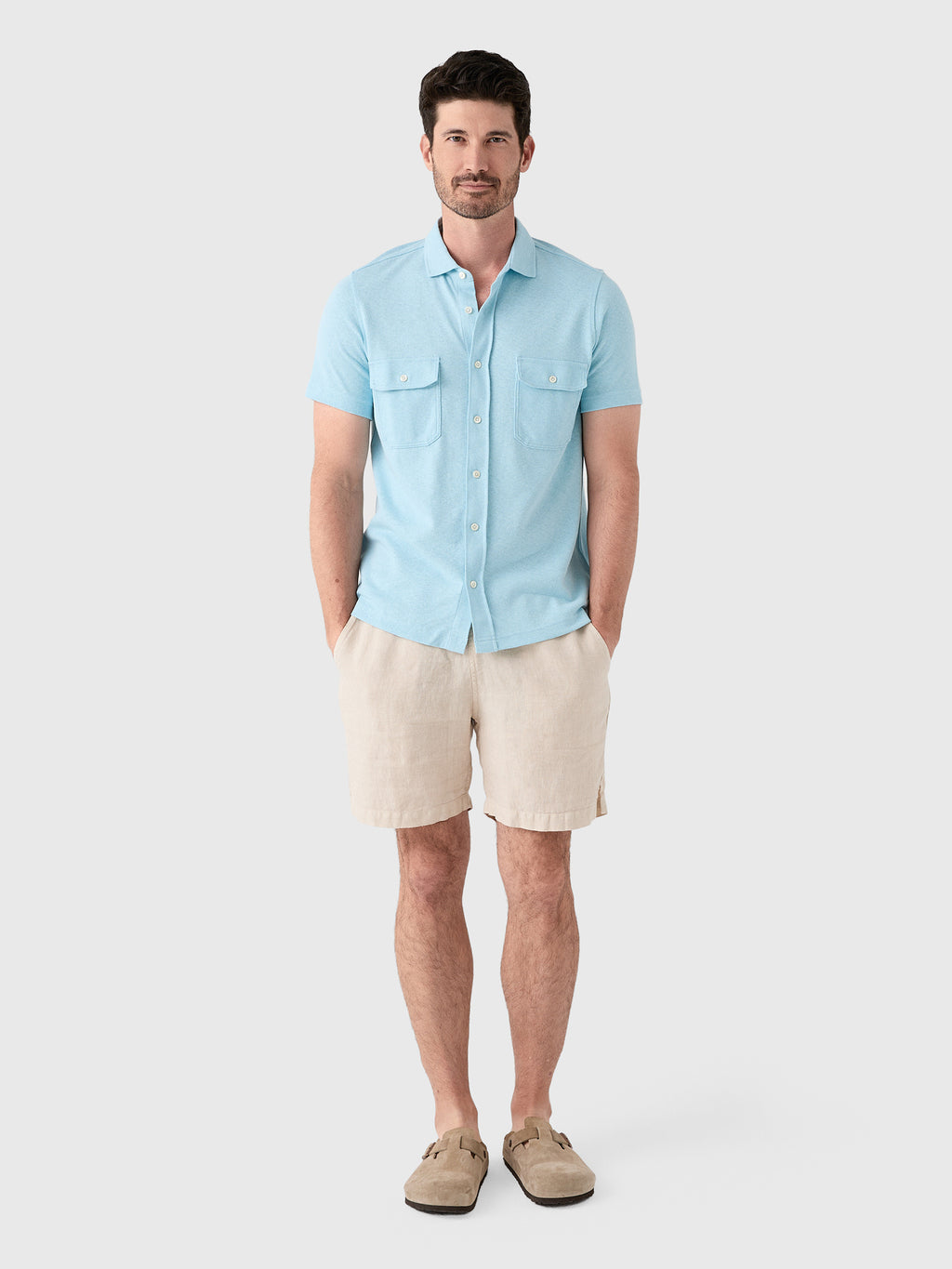 Billy Reid Men's Short Sleeve Hemp Cotton Knit Shirt - Saint Bernard
