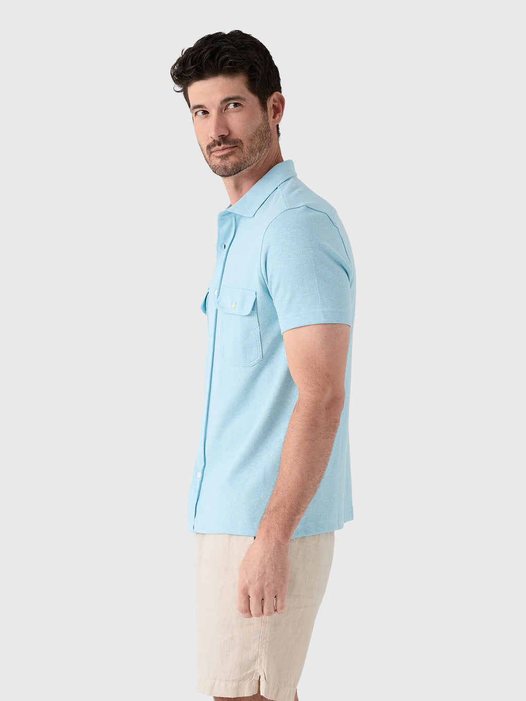 Billy Reid Men's Short Sleeve Hemp Cotton Knit Shirt - Saint Bernard