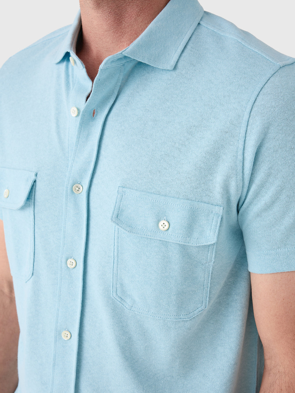 Billy Reid Men's Short Sleeve Hemp Cotton Knit Shirt - Saint Bernard