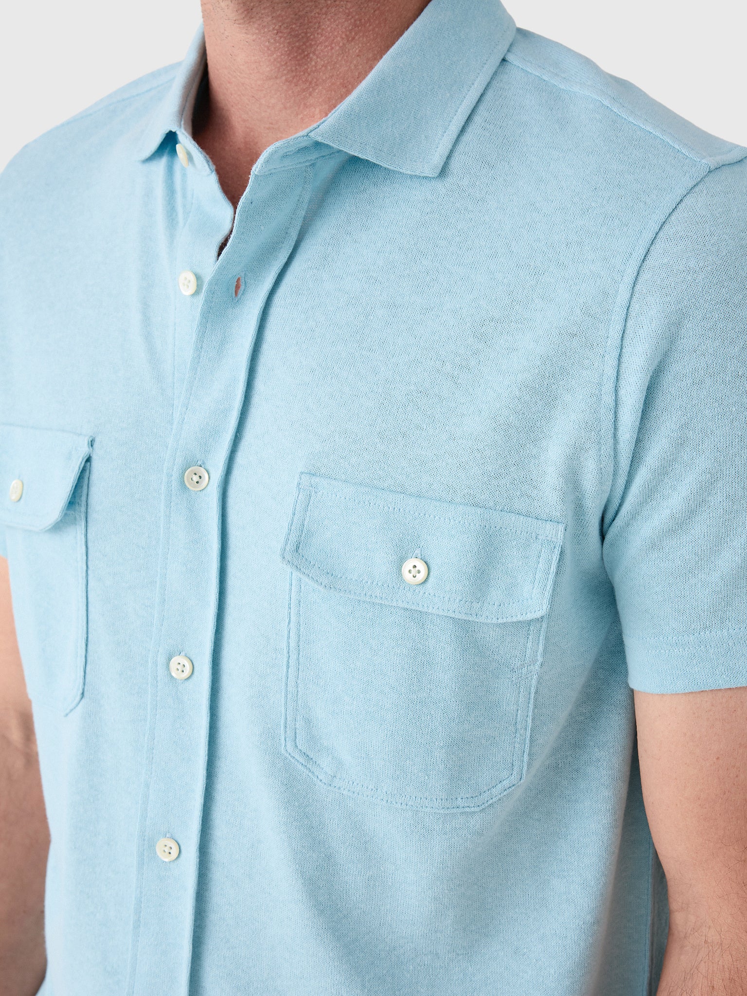 Billy Reid Men's Short Sleeve Hemp Cotton Knit Shirt - Saint Bernard