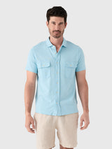 Billy Reid Men's Short Sleeve Hemp Cotton Knit Shirt - Saint Bernard