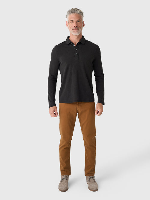 Billy Reid Men's Long Sleeve Herringbone Polo