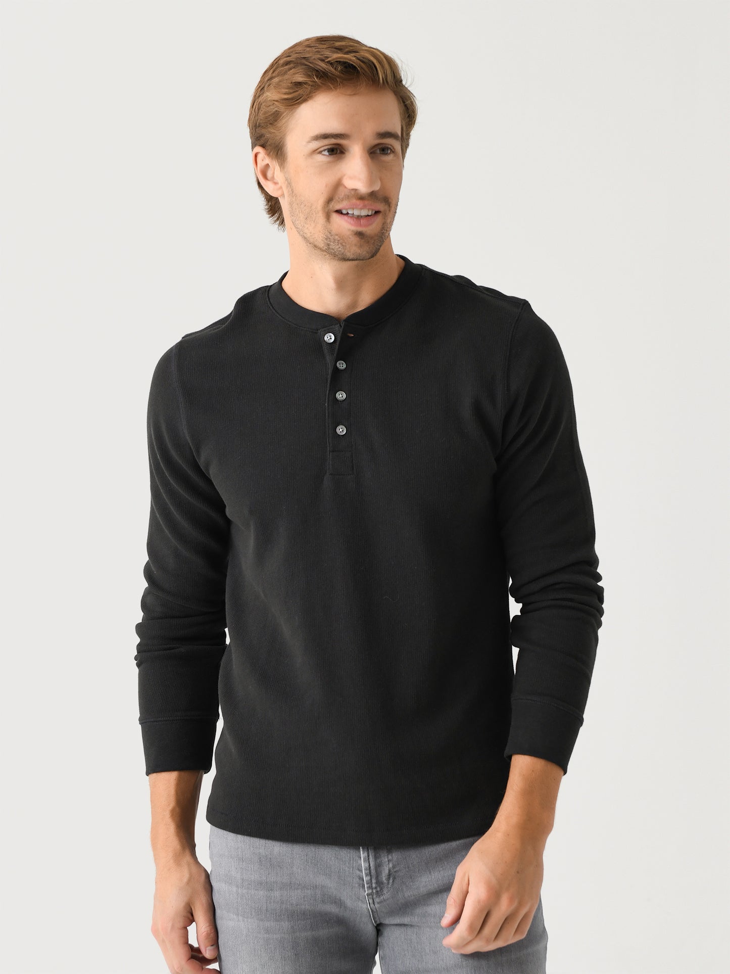 Billy Reid Men's Long Sleeve French Terry Henley - Saint Bernard