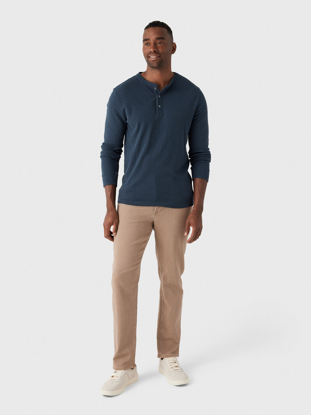 Billy Reid Men's Slub Tuck Henley Shirt