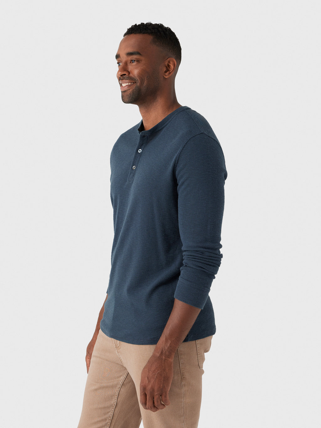 Billy Reid Men's Slub Tuck Henley Shirt