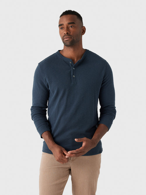 Billy Reid Men's Slub Tuck Henley Shirt - Saint Bernard