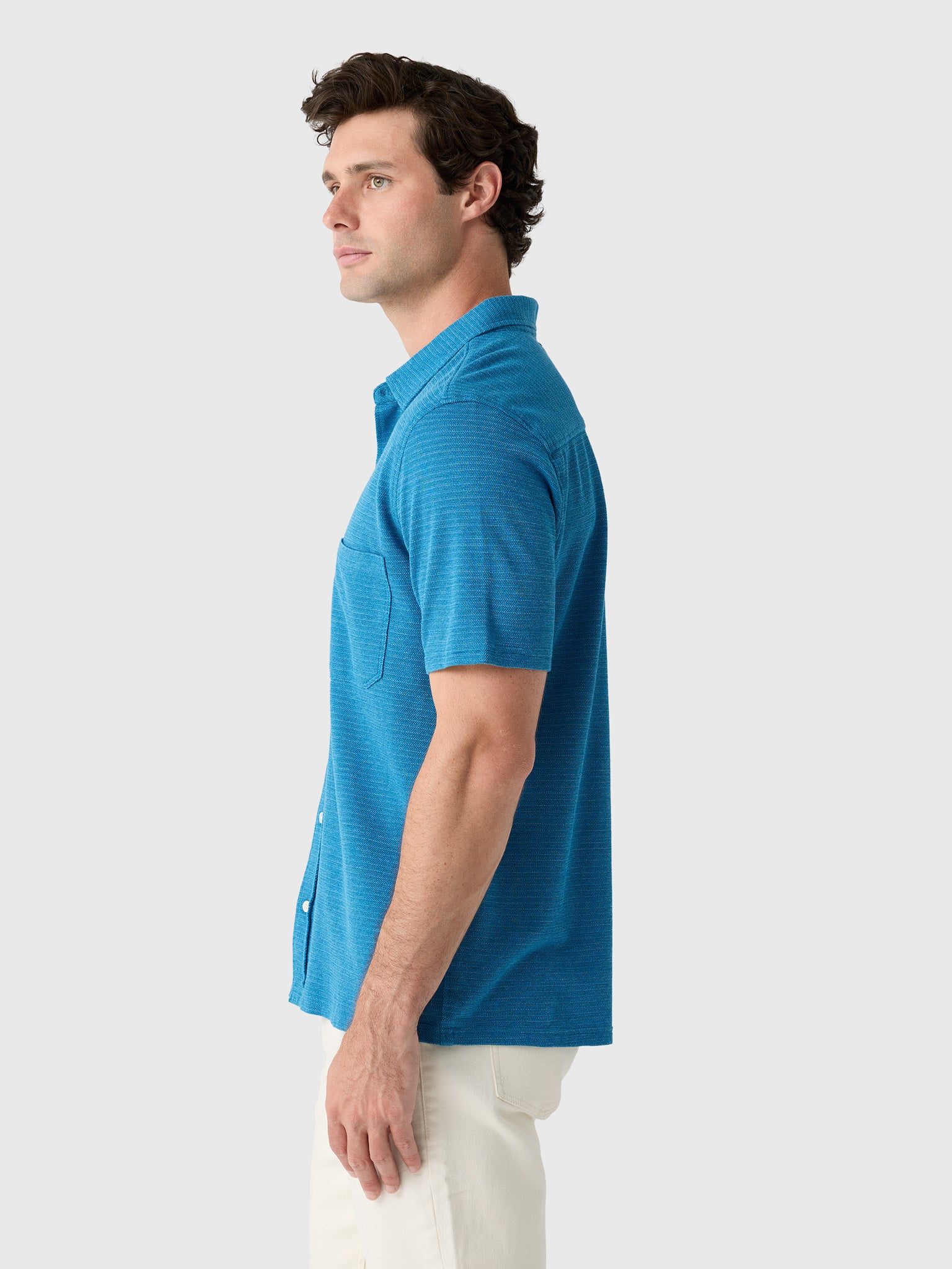 Billy Reid Men's Short Sleeve Textured Treme Knit Shirt - Saint Bernard