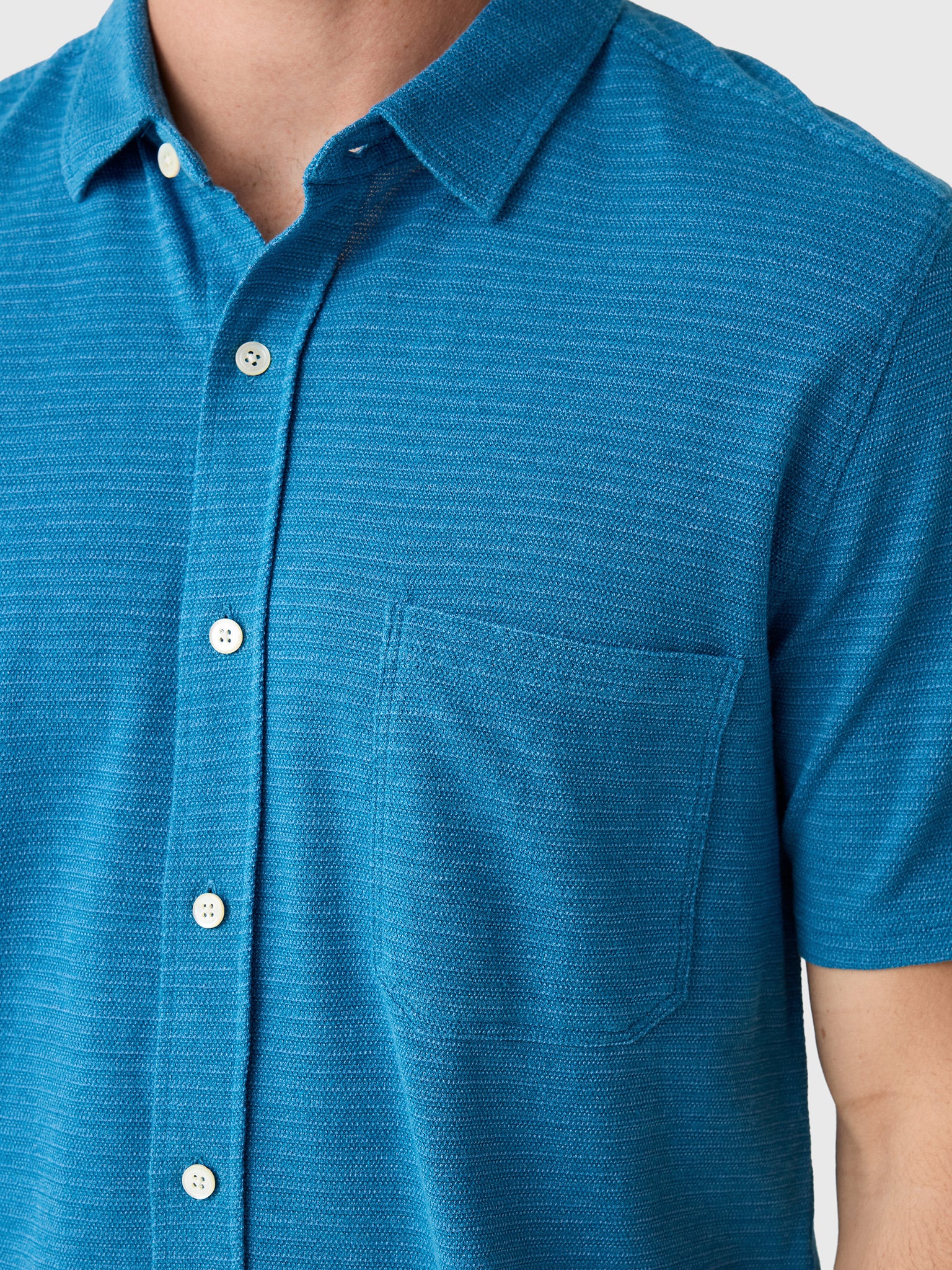 Billy Reid Men's Short Sleeve Textured Treme Knit Shirt - Saint Bernard