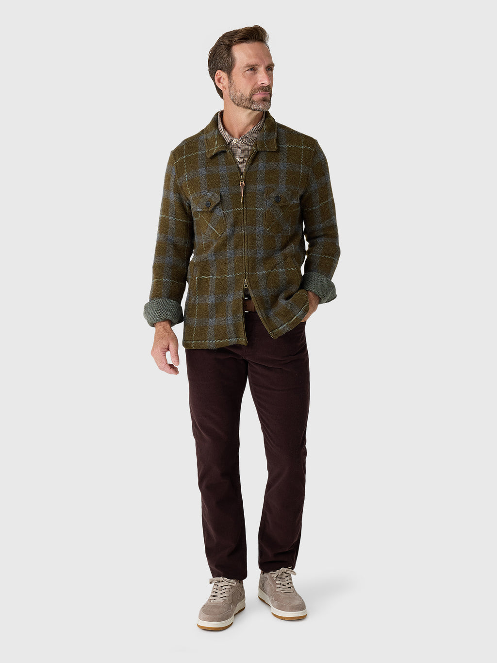 Billy Reid Men's Numajiri Plaid Knit Jacket - Saint Bernard