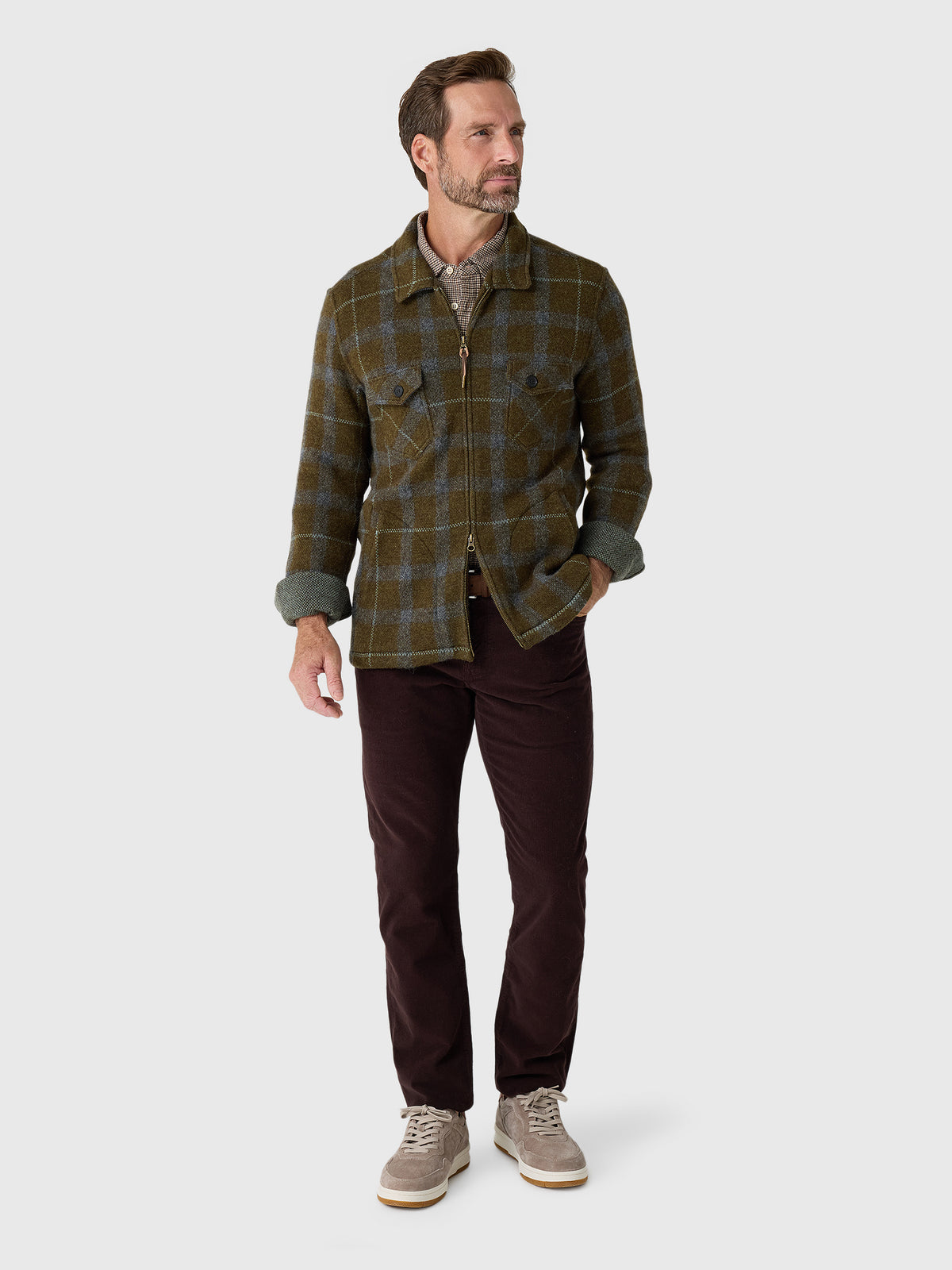 Billy Reid Men's Numajiri Plaid Knit Jacket - Saint Bernard