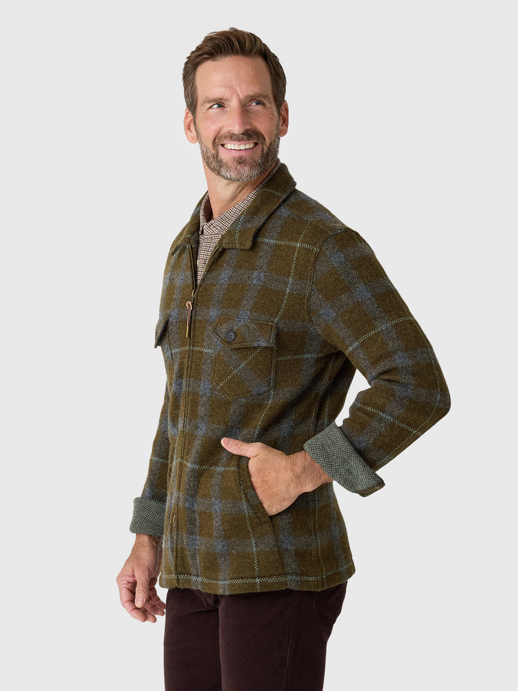 Billy Reid Men's Numajiri Plaid Knit Jacket - Saint Bernard