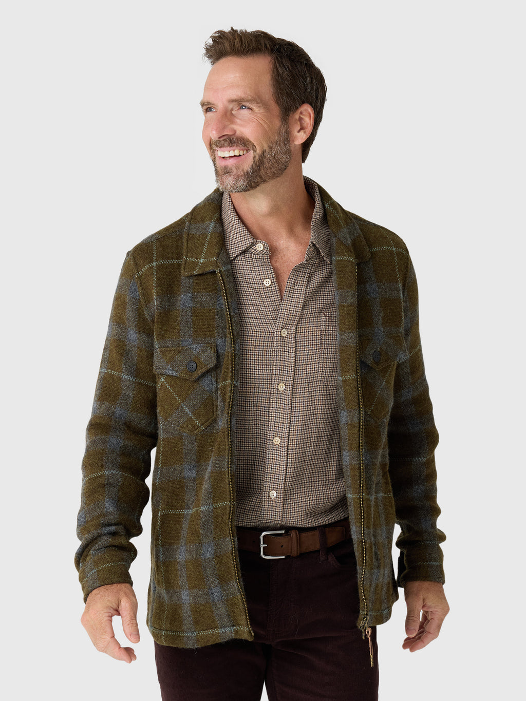 Billy Reid Men's Numajiri Plaid Knit Jacket - Saint Bernard