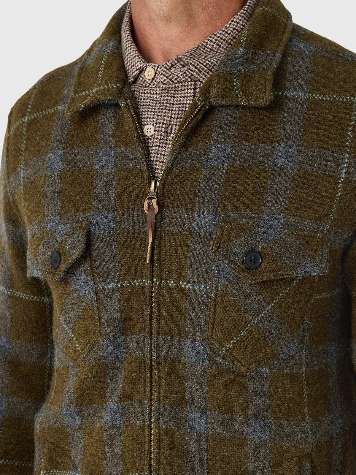 Billy Reid Men's Numajiri Plaid Knit Jacket - Saint Bernard
