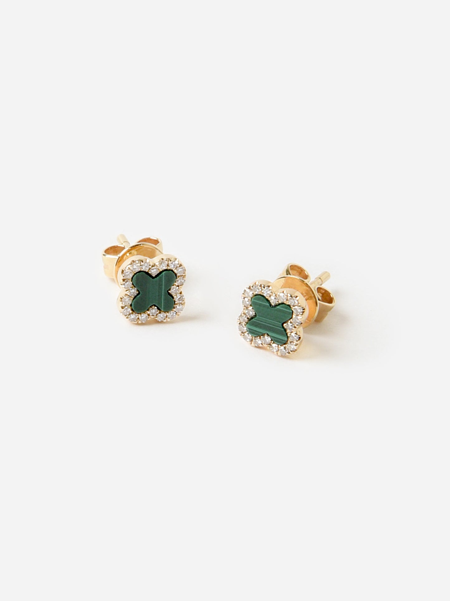 Francie B. Emerald Clover Diamond Stud Earrings - Saint Bernard