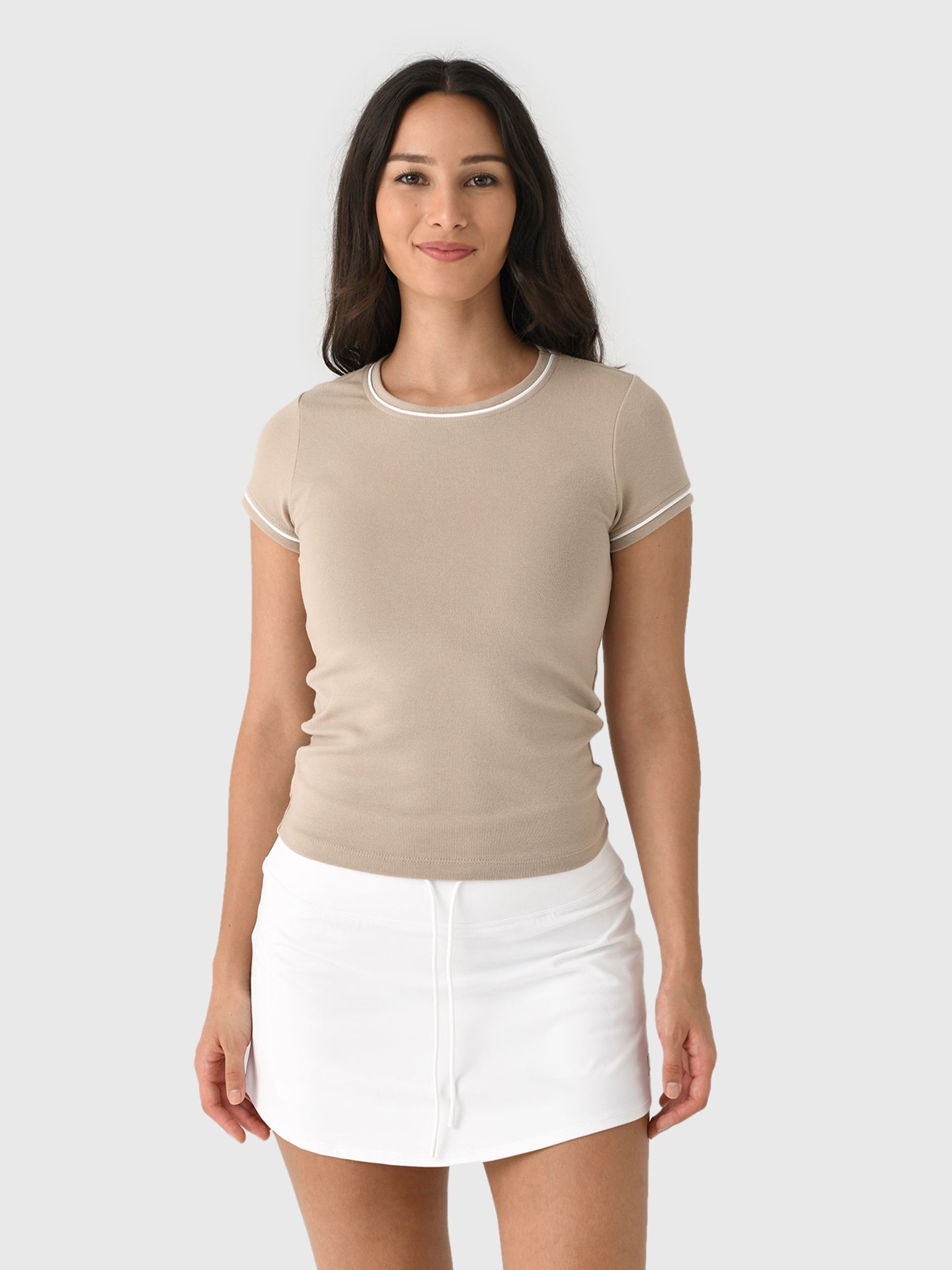 DONNI. Women's The Baby Rib Contrast Tee - Saint Bernard