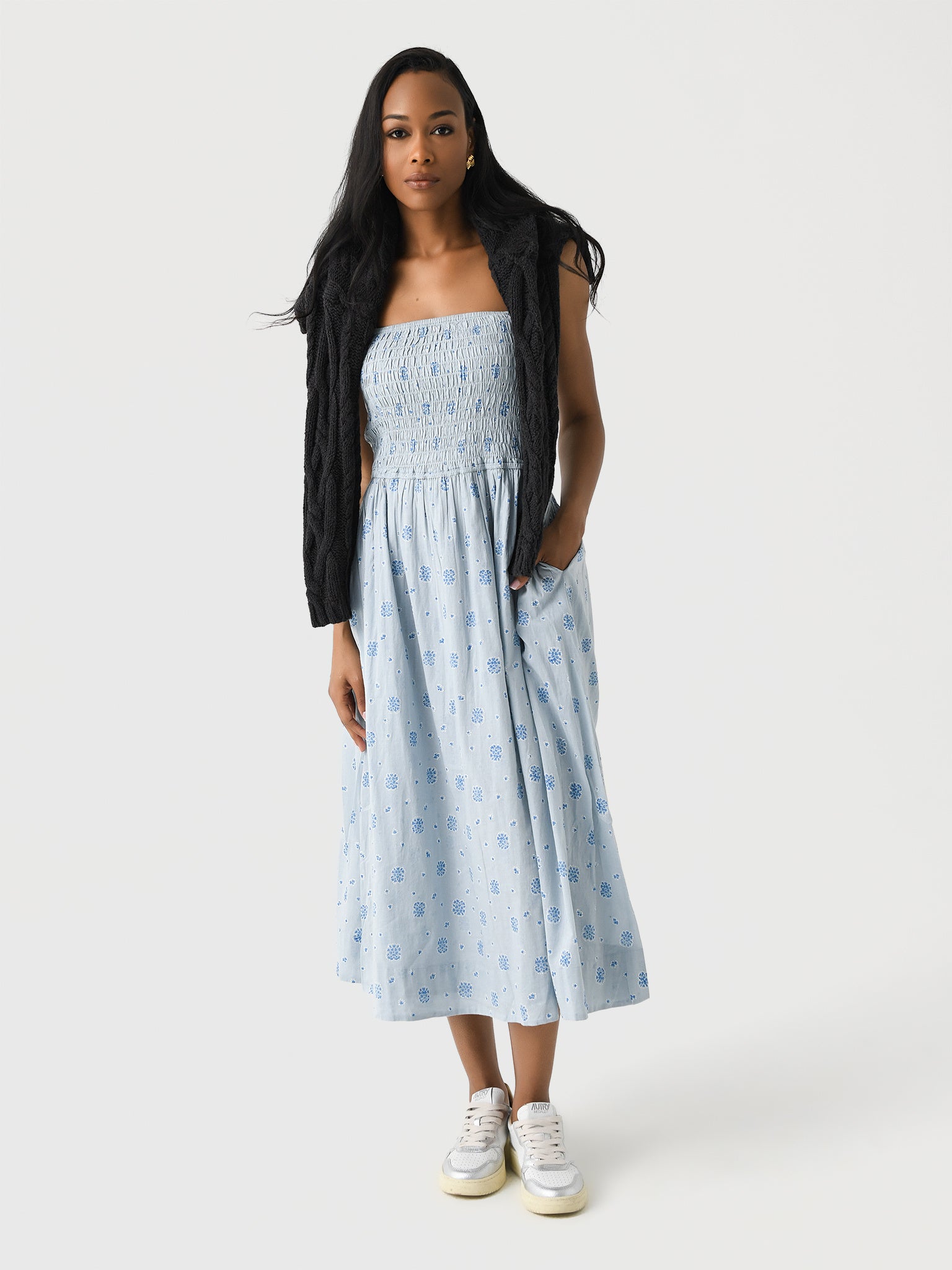 lucia floral dress in grey Lucia Midi Dress XS