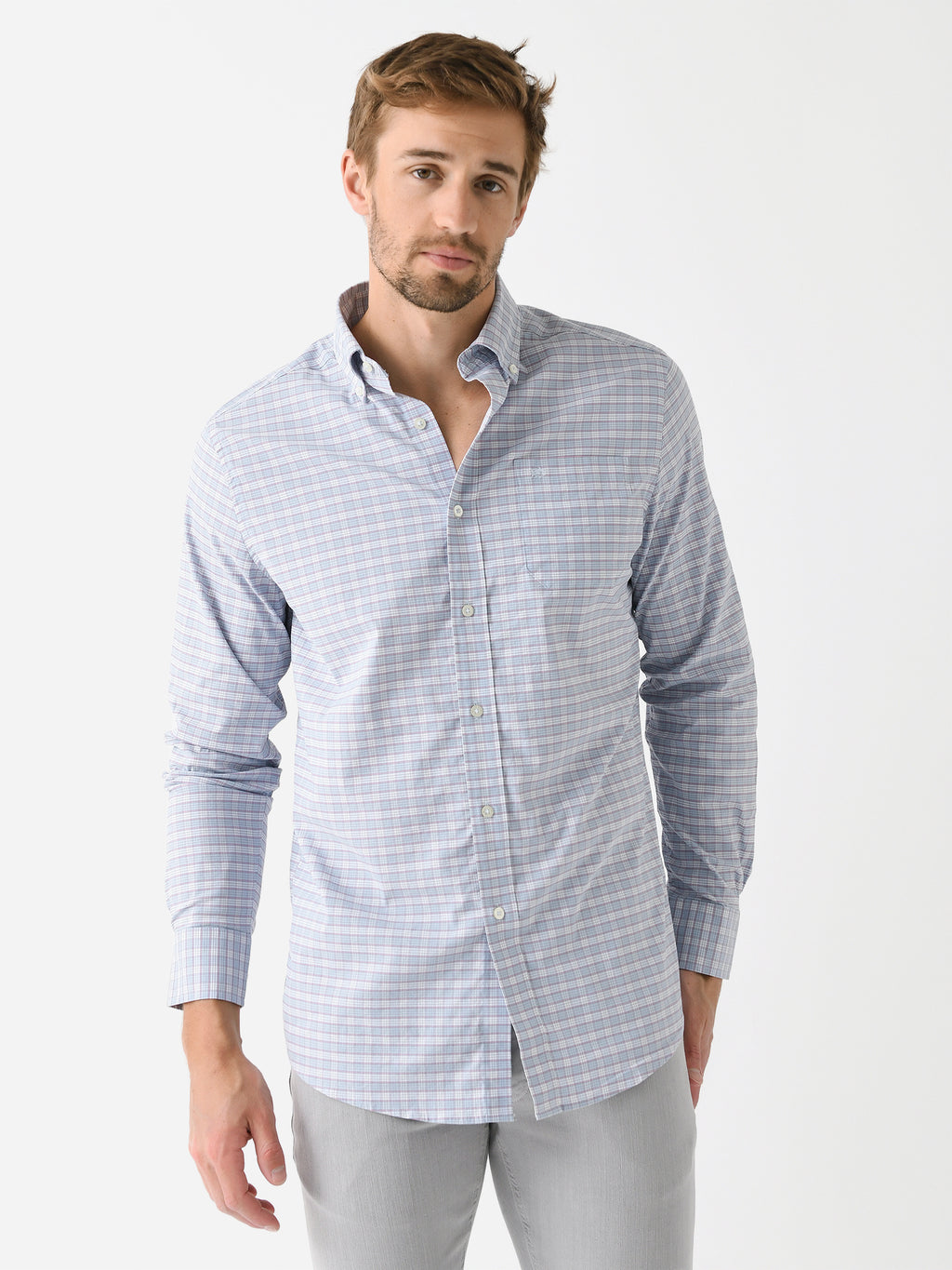Southern Tide Men's Coastal Passage Trailside Plaid Long Sleeve Sport Shirt - Saint Bernard